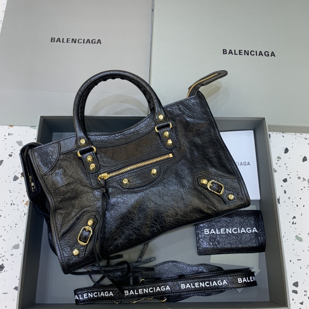 Balenciaga Classic City Small Handbag Shoulder Bag Black/Gold